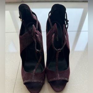 Sergio rossi burgundy heels with crystals